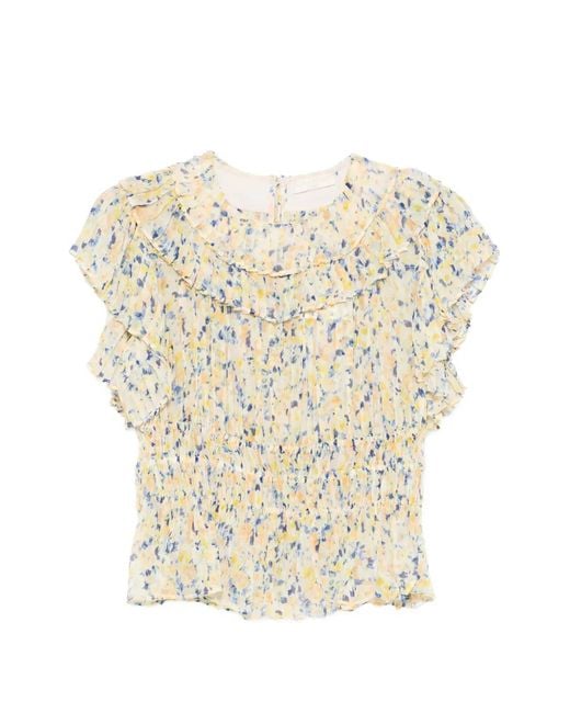 Ulla Johnson White Athene Ruffled Floral-Print Blouse