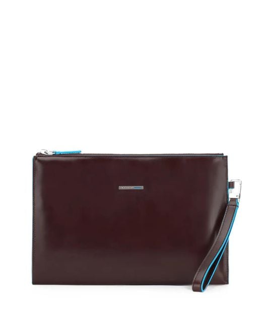 Piquadro Purple Logo-Plaque Wristlet Clutch Bag for men