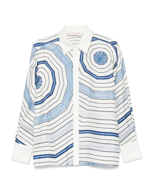 Sandro Blue X Louise Bourgeois Seidenhemd Mit Print