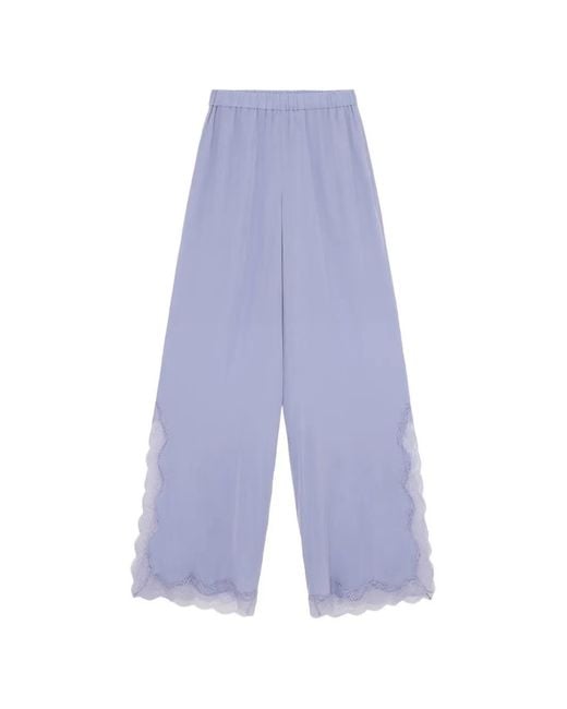 16Arlington Blue Ricci Lace-Trim Palazzo Pants
