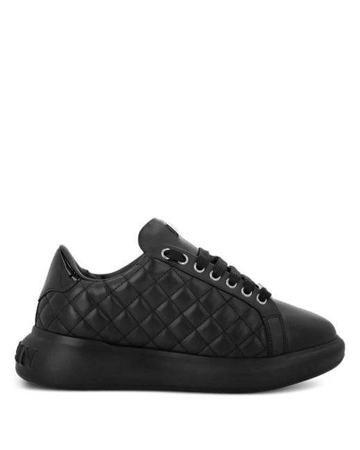 Philipp Plein Black Quilted Leather Sneakers