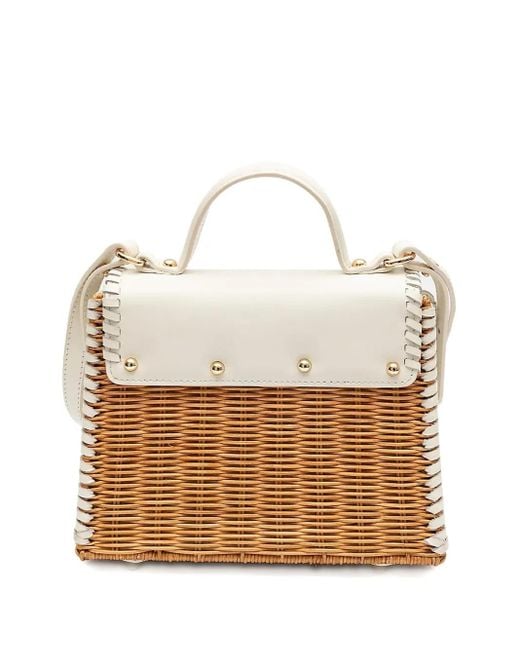 Selene top handle woven shoulder bag Isla de color White