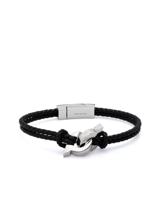 Bracelet à plaque logo Ferragamo pour homme en coloris White