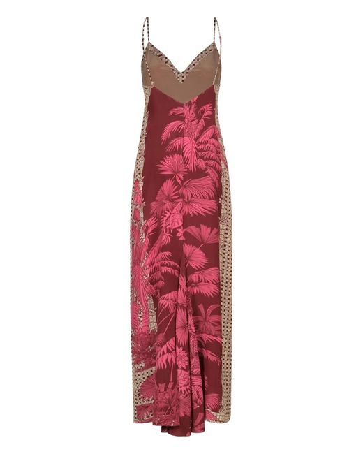 Johanna Ortiz Red Tropical Harmony Silk Maxi Dress