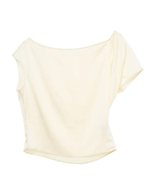YANGKEHAN Natural Draped One-Shoulder Top