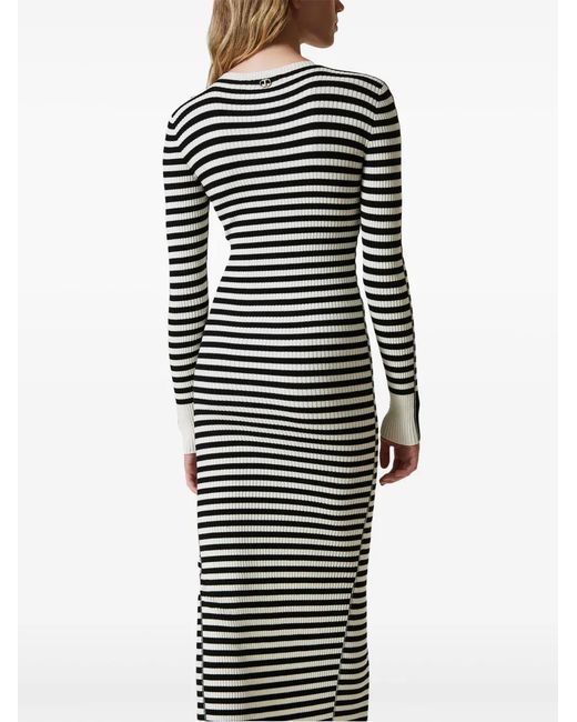 Twinset White Striped Knit Dress