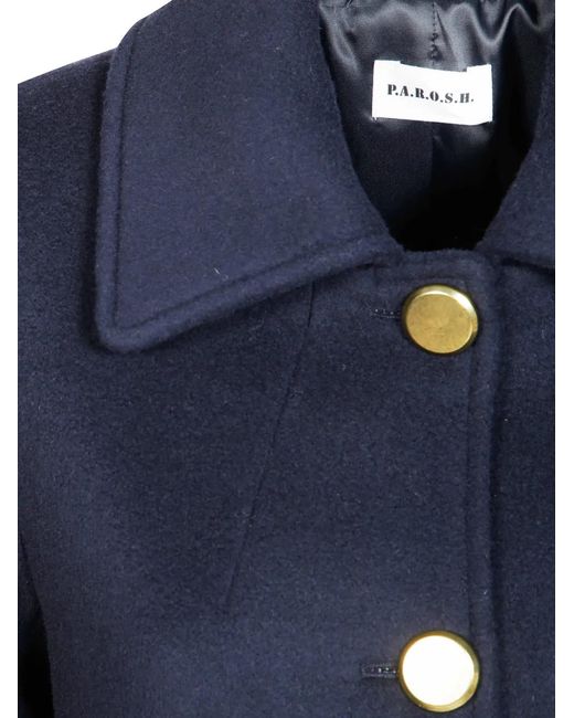 P.A.R.O.S.H. Blue Button-Up Wool Coat