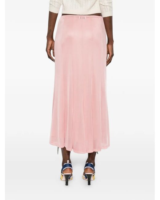 Moschino Pink Floral-Appliqué Midi Skirt