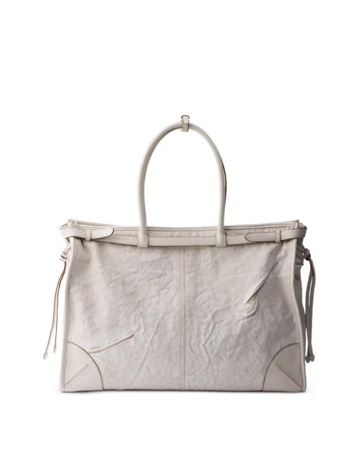 Prada Natural Bonnie Printed Linen And Leather Tote Bag for men