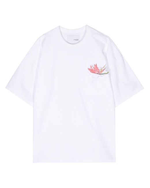 Yoshio Kubo White Laser Flower T-shirt for men