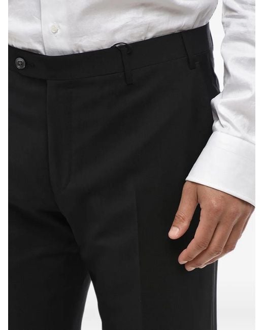 Corneliani Black Pressed-Crease Trousers for men