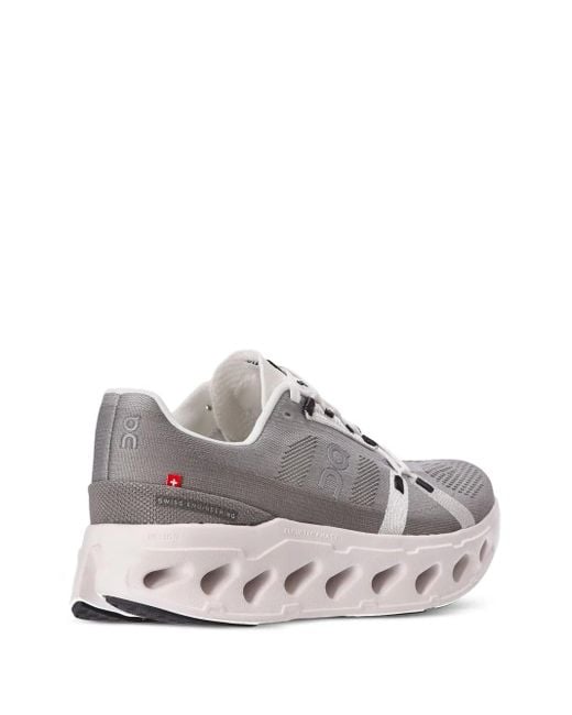 On Shoes White Mesh Lace-Up Trainers with Perforated Detailing
