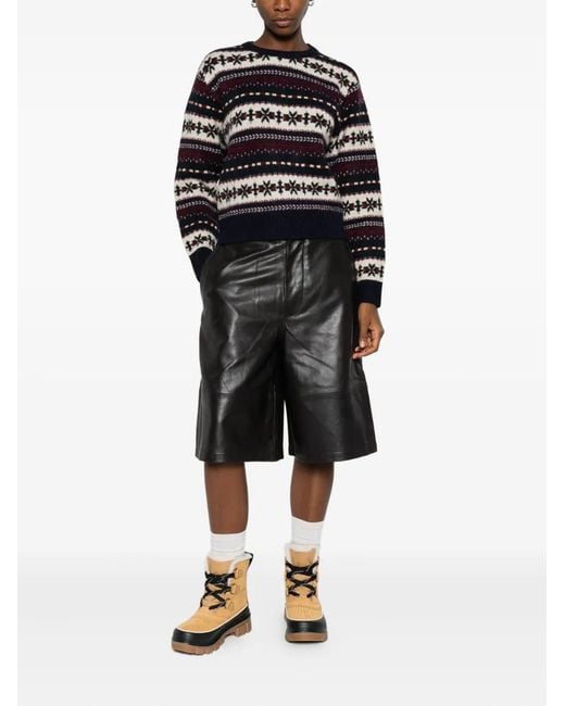 DUNST Black Fairisle-Pattern Crew-Neck Jumper