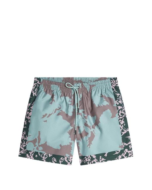 Dries Van Noten Blue Printed Swim Shorts for men