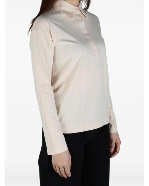 The Row Natural Half-Front Buttoned Polo Top