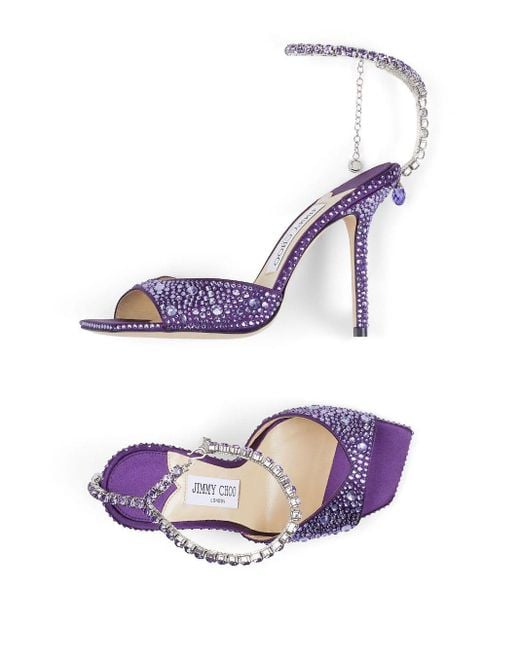 Jimmy Choo Saeda Sandalen Verfraaid Met Kristallen in het Purple