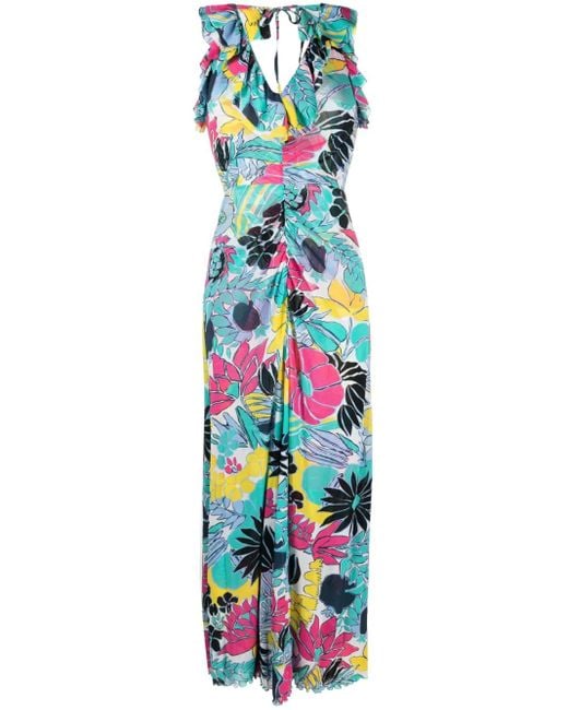 Diane von Furstenberg White Floral-Print Ruffle-Collar Dress