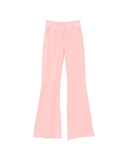 Sporty & Rich Pink X Juicy Couture Logo-Embellished Velour Track Pants