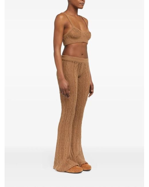 Alanui Brown Desert Drift Cable-Knit Top