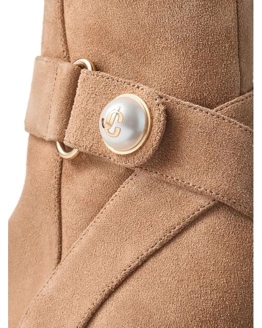 Jimmy Choo Brown 50Mm Noor Embellished Buckle Boots