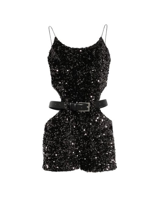Vestiaire d'un Oiseau Libre Black Starlight Sequin-Embellished Cut-Out Playsuit