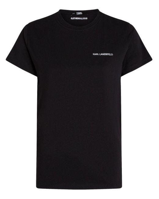 Karl Lagerfeld Black Essential Logo-print Organic Cotton T-shirt