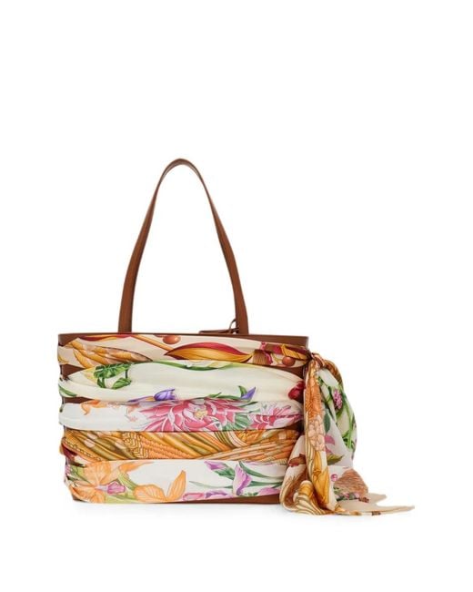 Ferragamo Multicolor Scarf-Detail Tote Bag