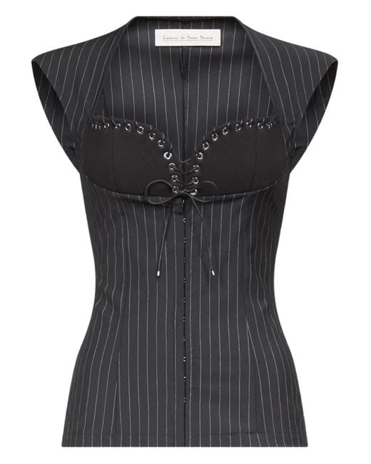 Ludovic de Saint Sernin Black Robin Oberteil mit Nadelstreifen