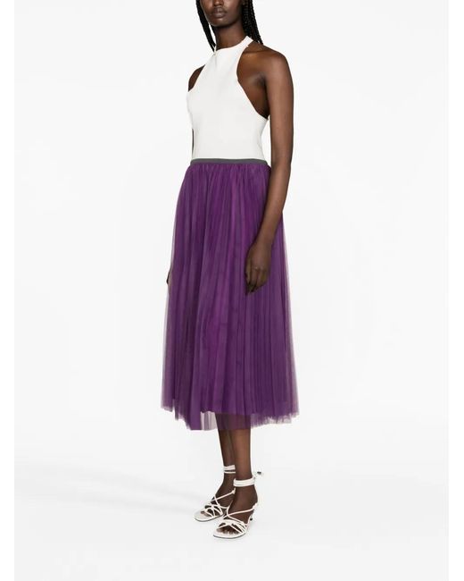 Fabiana Filippi Purple Pleated Tulle Midi Skirt