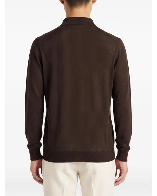 Kiton Brown Long-Sleeve Polo Shirt for men