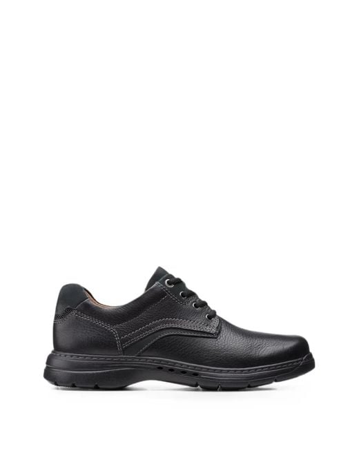 Clarks Black Un Brawley Pace Grained-Leather Shoes for men