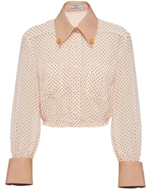 Prada Natural Polka-dot Cotton Shirt