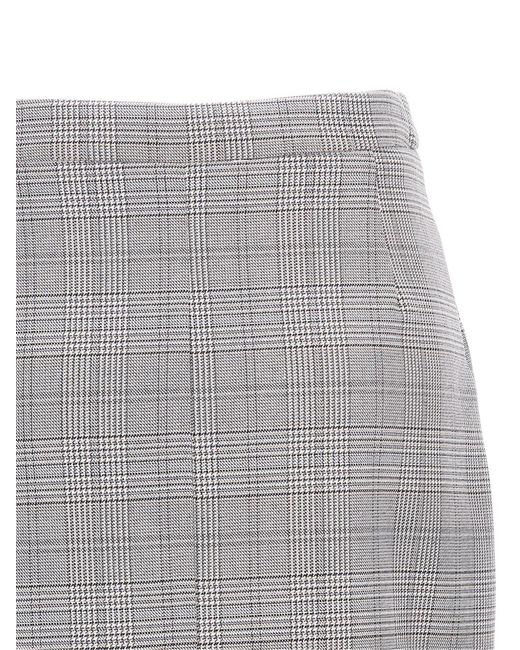 Kaos Gray Check-Pattern Ruffled-Detail Skirt
