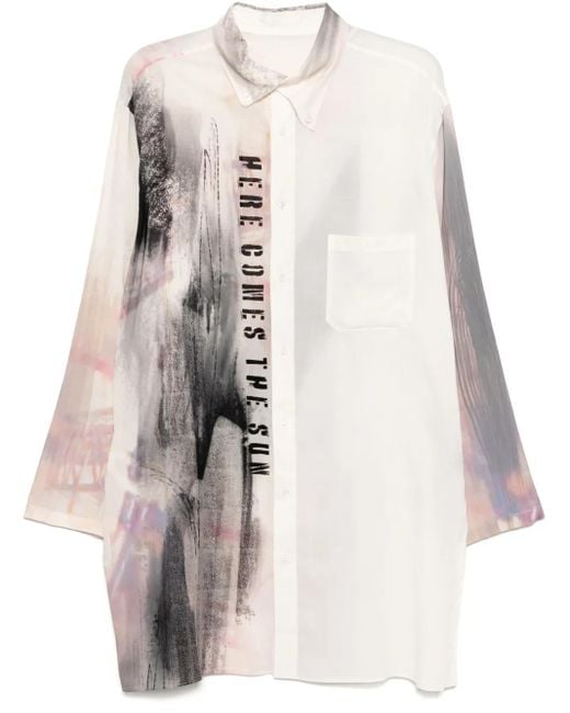 Yohji Yamamoto Overhemd Met Grafische Print in het White voor heren