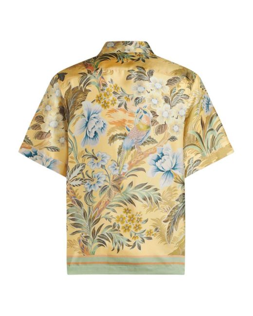 Etro Seidenhemd mit Blumen-Print in Metallic für Herren
