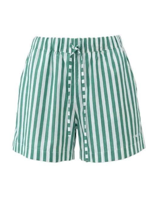 Hunza G Green Striped Pattern Shorts