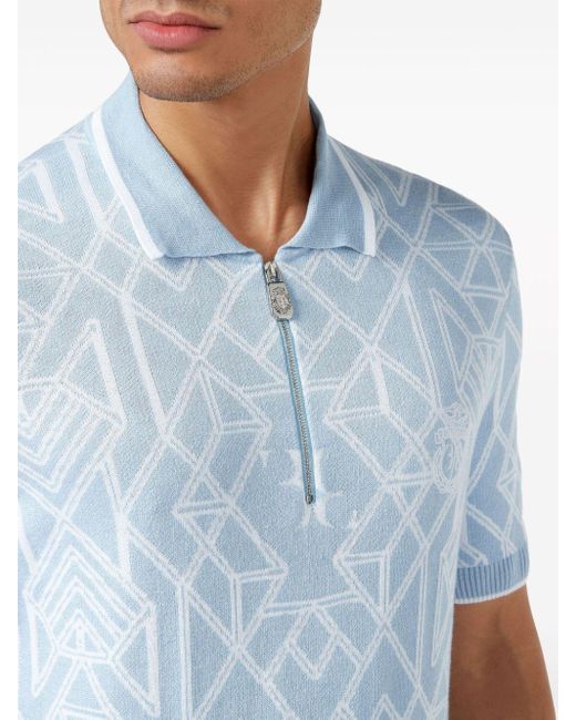 Billionaire Blue Abstract-pattern Polo Shirt for men