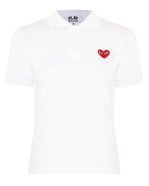 COMME DES GARÇONS PLAY White Heart Logo-Patch Polo Shirt