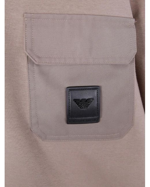 Emporio Armani Gray Patch-Pocket Cotton Sweater for men