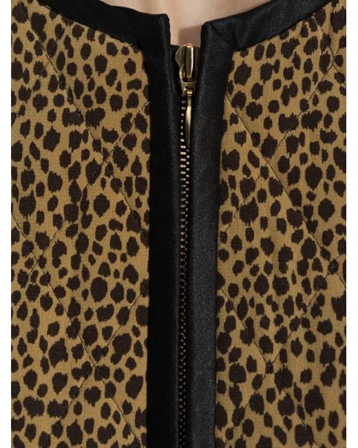 Valentino Garavani Green Leopard-Print Faux-Fur Trim Jacket