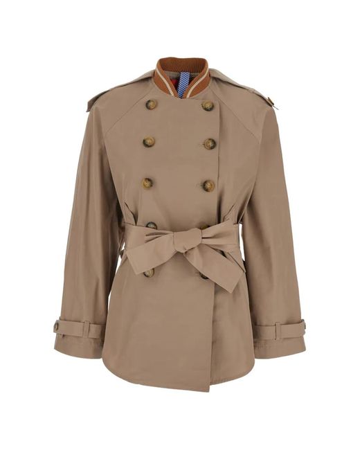 ..,merci Natural Buttoned Belted Coat