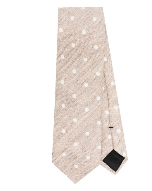 Boss Natural Polka Dot-embroidered Slub Tie for men
