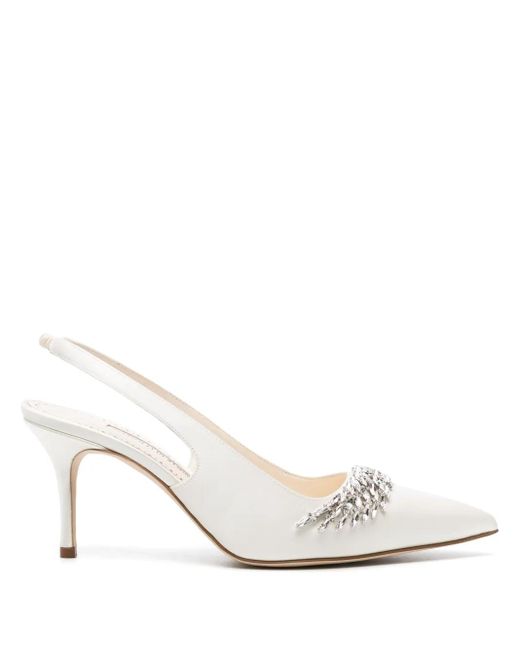 Manolo Blahnik White Terala 70Mm Slingback Pumps