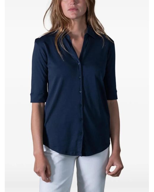 ANONYM APPAREL Blue Lili Elbow-Sleeve Shirt