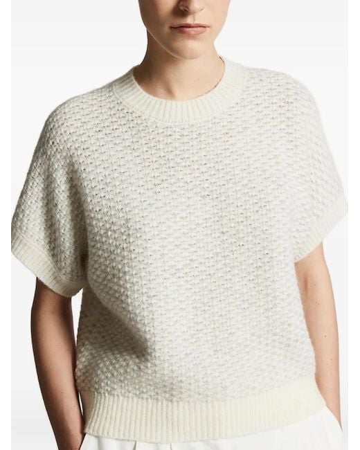 Peserico White Textured Short-Sleeve Knitted Top
