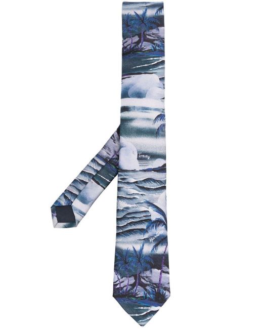 Tommy Hilfiger Blue X Martine Rose Graphic-print Silk Tie for men