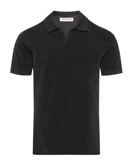 Orlebar Brown Black Towelling Polo Shirt for men