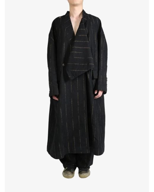 Ziggy Chen Black Asymmetric Design Coat for men