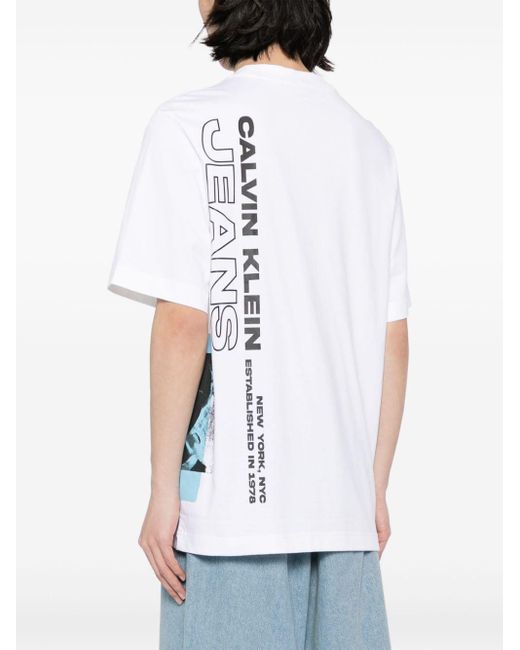 Calvin Klein Logo-print Cotton T-shirt in White for Men
