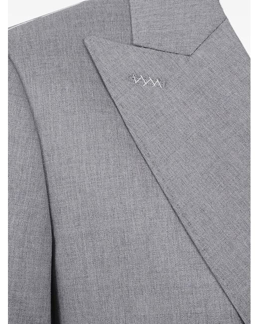 Max Mara Gray Double-Breasted Virgin-Wool Jacket